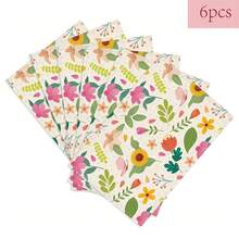 4/6pcs Spring & Summer Floral Butterfly Plant Linen Placemats, 30 X 45 Cm Seasonal Floral Decor Dining Mats, Suitable For Farmhouse Kitchen Dining Room - Multicolor - View 13