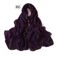 1pc Women's Chiffon Metal Chain Edged Long Scarf Hijab - Multicolor - View 20