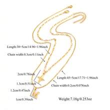 2Pcs/Set New Fashion Star Initial Pendant Golden Stainless Steel Lip Chain Layered Choker Necklaces For Women - Yellow Gold - View 2