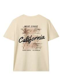 New Summer Women's Simple Colorful Coconut Tree Pattern Round-Neck White Short-Sleeve T-Shirt, Fashionable And Versatile, Suitable For Women's Blouses - 白色 - 查看 7