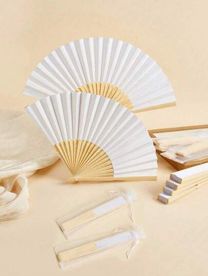 30pcs Foldable Fans, White Paper Fans, Blank Colorful Folding Fans, Hand-Painted Fans, DIY Blank Fans, White Paper Hand Fans, Bamboo Fans, White Wedding Folding Fans, Foldable Hand Fans, DIY White Handmade Fans, White Hand Fans For DIY Personalization, Foldable Paper Fans Portable For Party Wedding, Gift Decor Wedding Hand Fans