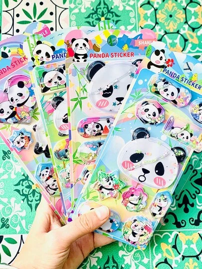 Pegatinas 3D de panda - Adecuadas para álbumes de recortes, diarios, teléfonos, portátiles, equipaje, botellas de agua, monopatines, cuadernos, guitarras y otras decoraciones de niños. Perfectas para uso diario, regalos para niños, temporada de vuelta al colegio, artículos de viaje y decoración de habitaciones de adolescentes.