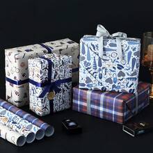 Birthday Wrapping For Men Folded Flat Sheets, Father's Day Wrapping Paper, Gentlemen Theme Design Perfect For Father Birthday, Holiday, Party Gift Wrap - A - View 5