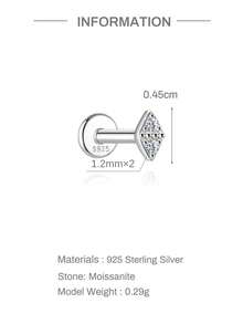 1颗莫桑石925纯银马眼形耳钉，简约精致爪镶，低过敏性，适合耳骨、耳屏等穿孔，是送给女性的日常佩戴或婚礼季的理想礼物。 - 銀色 - 查看 5