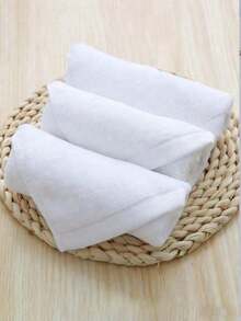 25*25cm Cotton Hotel/Kitchen Absorbent White (Thin) Washcloth, Motel Hand Towel, Multi-Purpose Facial Towel, 5pcs/10pcs Set - White - View 2