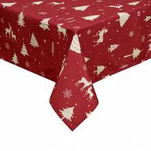 Rectangular Waterproof Christmas Tablecloth - Deer And Tree Design - Durable Polyester - Perfect For Parties, Home And Outdoors - Festive Table Decoration - 60x120/60x102 Inches - Gold 54"*79" - View 9