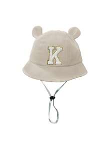 1 Pc A-Z Letter Sun Hat Toddler Boys Girls Bucket Hat Sun Protection Wide Brim Outdoor Hat Baby Bucket Hat With Chin Strap - Beige - View 7