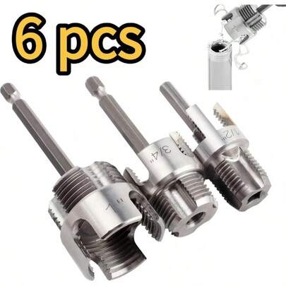 6pcs Multi-Function Threaded Pipe Cutter Set | Suitable For 1/2", 3/4", 1" PVC/Plastic Pipes, Integrated Internal & External Threaded Tool, Compatible With Drill Pipe Threaded Cutter Set, Ideal Christmas Gift For Father And Son
