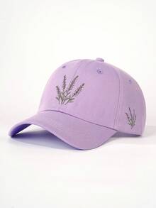 1pc Embroidered Lavender Baseball Cap, Adjustable, UV Protection, Casual Hat Suitable For Spring, Autumn, Travel, Beach, Men, Y2K Style - Baseball Cap - View 6