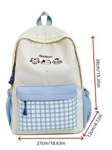 New Arrival High-Quality Fresh & Sweet Cute Plaid Backpack, Large Capacity Lightweight Commuter Backpack - Multicolor - View 2