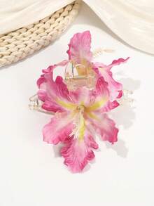 1pc Summer Fresh Floral Double-Sided Hair Claw Clip, Sweet & Cute Tropical Beach Daily Hair Accessory For Women Summer Beach Flower Hair Clips,Holiday,Travel - Multicolor - View 10