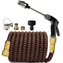 1卷，25英尺-150英尺高压洗车水枪魔术自动伸缩软管多功能花园浇水软管，适用于庭院、草坪和花园……高压水枪长喷洒器，水管 - A - 查看 14