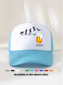 1顶美式街头风印花泡沫卡车帽，休闲棒球帽，适合聚会、露营、骑行、滑板等场合 - 多色 - 查看 15