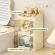 New Foldable Makeup Box, Cosmetic Storage Box, Drawer-Style Desktop Storage Cabinet, Dressing Table Storage Box, Large Capacity, Ideal Gift For Halloween And Thanksgiving. - Mơ 2 lớp - Xem 2