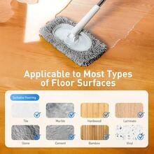 6 Pack Reusable Microfiber Mop Pads Compatible With Sweeper Mops, Replacement Mopping Pads Dry Sweeping Cloths, Washable Chenille Flat Mops Refills For Mopping Floor Cleaning (Mop Is Not Included) - Gray - View 7