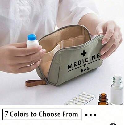 便携式药包，大容量急救包，复古女士药包，小巧药盒和急救袋，便携式药盒，急救包和药丸收纳盒，露营医疗应急包，急救包，带药品标签设计，日常和应急包装（多种颜色可选）药品收纳袋，旅行和户外急救必备品