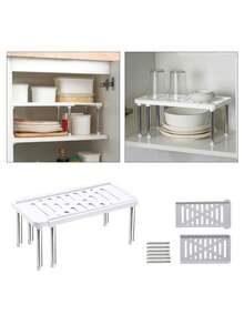 1 cái kệ đựng đồ nhà bếp có thể mở rộng, giá đựng gia vị, bát đĩa - Nhiều màu - Xem 5