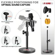 3-In-1 Multifunction Desktop Microphone Stand 5-Pin Microphone Holder Adjustable Desktop Mic Stand With Phone Clip - MS RBS BOOM 5/8 Inch Male To 3/8 Inch Female Metal Adapter - Multicolor - View 7