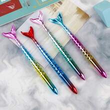 5pcs Creative Cute Fish Tail Shaped Ballpoint Pens, Fish Tail Inspired Stationery, Black Ink Pens, Suitable For Exams, School Prizes, Office Supplies, Gifts, Back To School, Holidays - Sets - View 6