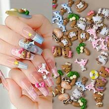 SANRIO Mặt dây chuyền hình báo đốm hoạt hình, đính hạt, dùng để làm trang sức, mặt dây chuyền hình động vật dễ thương bằng nhựa, thích hợp cho nghệ thuật làm móng DIY và trang trí hộp đựng đồ trang sức. - Nhiều màu - Xem 2