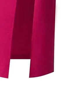 EARO 女士性感高开衩露肩修身长裙，欧美时尚春秋新品，美式性感风休闲日常穿搭，舒适高弹收腰修身优雅连衣裙 - 玫紅色 - 查看 5