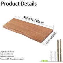 Wall Mounted Shelving Divider, Wall Mounted Wide Wooden Single Layer Solid Wood Shelf, Wall Shelf, Display Rack For Kitchen And Living Room - Multicolor - View 7