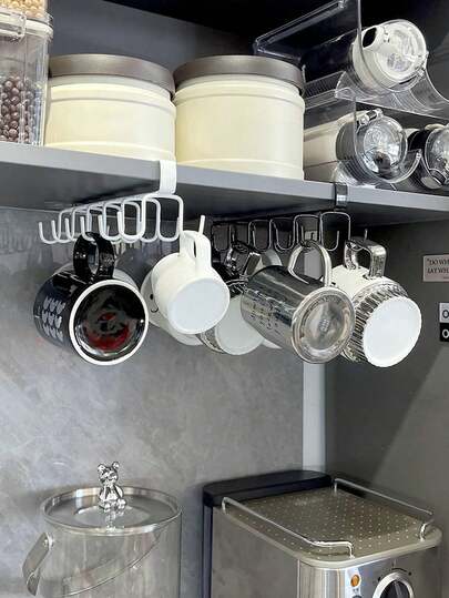 1 pezzo Portabicchieri da parete in metallo a doppia da 12/6 ganci, portaoggetti multifunzionale, può appendere tazze da caffè e tè, salvaspazio, può essere utilizzato come organizer da cucina, portaspugne, decorazione per la casa, accessorio per cucina e appartamento, adatto come regalo per la mamma a Ognissanti, Natale, Festa della Mamma