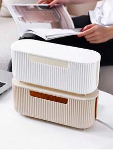 Cable Management Box, Power Outlet Organizer, Desktop Cable Organizer, Charging Cable Storage Box, Multi-Function Plastic Desktop Storage Box - Multicolor - View 2
