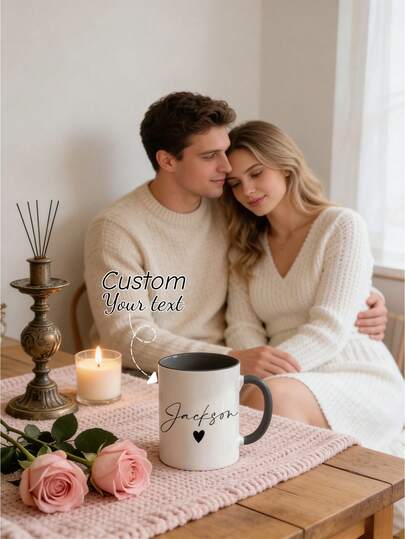 1 Peça Caneca Personalizada, Caneca com Seu Nome Personalizado, Utensílio de Bebida Romântico, Adequado para Mulheres e Homens, Presentes Ideais para Família e Amigos, Presentes de Aniversário, Lembranças, Adequado para Empresas, Indivíduos, Escritórios