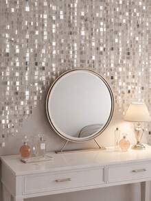 2/4条100厘米银色方形流苏链闪亮PVC亮片装饰，婚礼走道背景装饰，梦幻闪亮婚礼点缀，亮片悬挂装饰，婚礼拱门背景装饰 - 銀色 - 查看 3