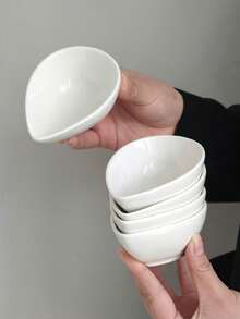 1pc/2pcs/4pcs/5pcs Simple White Teardrop Ceramic Dish, Ice Cream Dessert Bowl, Home Salad Pudding Bowl, Baby Food Ceramic Bowl, Creative Niche Snack Bowl - White - View 8
