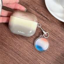 扎染三色咖啡色+吊坠耳机保护套,兼容苹果Pro3/Pro2/AirPods4/AirPods3/AirPods2,时尚女士耳机保护套,简约耳机保护套,苹果耳机保护套,苹果耳机套 - 彩色 - 查看 3