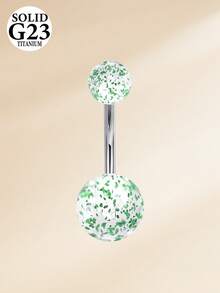14G钛合金肚脐环，女士款，镶嵌锆石，螺丝钉肚脐环，人体穿刺饰品，圆形锆石肚脐环，男女通用 - 銀色 - 查看 8