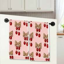 Leopard Print Cherry Towel, Vintage Cherry Pattern Soft Towel, Washable Decor Towel Cherry Print Towels - Black & Red Leopard Spot With Cherry Design, Soft Absorbent Polyester Hand & Towels, Modern Holiday Home Decor For Christmas, Thanksgiving, Housewarming Gifts, Contemporary Geometric Pattern, Hand Wash Only Kitchen Towel Set,Machine Washable - 16 X 24 Inch Rectangular Towels, Suitable For Kitchens And Bathrooms Kitchen Bathroom Towel Holiday Gift Holiday Decoration, Interesting And Unique Kitchen Dish Towel Cleaning Cloth Housewarming Gift Valentine's Day Wedding Anniversary Mother's Day Suitable For Birthdays, Anniversaries, Valentine's Day, Thanksgiving, Christmas, Halloween, Weddings,New Year's Gifts, Ideal Present For Her, Great Choice For Him, Family, Boyfriend, Girlfriend, Father, Mother, Lover, Daughter, Son, Grandparents, Friends, Classmates, And Pets. - 多色7 - 查看 2