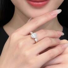 Women's Luxury Elegant Oval Cubic Zirconia Inlaid 18K Gold Plated Open Ring - Gold - View 6