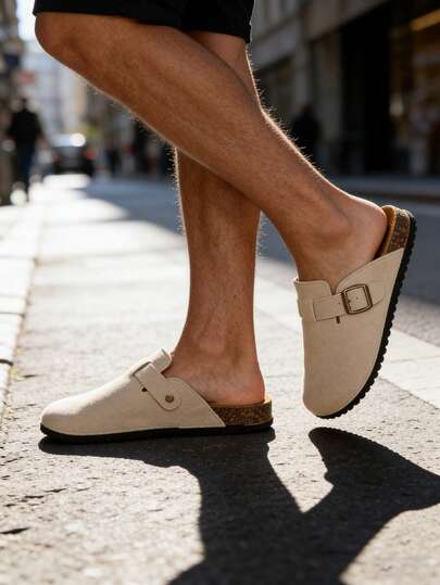 Unisex Fashion Casual Suede Sandals, Men's Anti-Slip Breathable Wooden Clogs, Men's Sandals, Retro Shoes, Slip-On Slippers, Men's Slippers, White Shoes, Comfortable & Durable Mules, Summer Sandals, Round Toe Buckle, Indoor & Outdoor Slip-On, Adjustable Metal Buckle, Slip-On Shoes, Birkenstocks, Wooden Clogs, Holiday Shoes, Work Shoes, House Slippers, Apartment Slippers