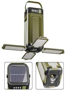 Portable Foldable Solar Powered Camping Light Flashlight, Waterproof Tent Lantern , 4 Power Display & Easy Carry Handle, Rechargeable For Outdoor Camping Hiking - Solar Camping Lights - View 4