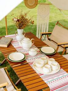 1 Stück Tischläufer im Boho-Stil, rot-geometrisches Streifenmuster, rechteckige Tischdekoration, waschbar, geeignet für Couchtisch, Schuhschrank, Tischdekoration, passend für Esszimmer, Wohnzimmer, Zusammenkünfte, Partys, Picknicks, Camping, Feiertage, Outdoor-Dekoration, Frühling/Sommer - Verschiedenfarbig - Übersicht 4