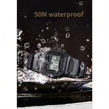 Casio Retro Square Digital Watch 50M Waterproof LED Light Alarm Stopwatch Multifunctional Student Sports Wristwatch - one-size - View 4
