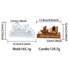 Molde de vela de bendición de Ramadán hecho a mano, molde de jabón en forma de arco de mezquita islámica y luna, vela hecha a mano, decoración de escritorio para Eid Al-Fitr - A-blanco - Ver 11