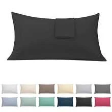 Ecommerc3 Pillowcase Pack Of 2, Cotton, 45x100 Cm, Flap Closure, Wide Variety Of Colors - 黑色 - 查看 2