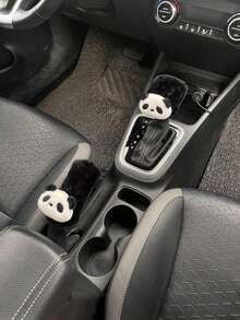 2pcs Winter Plush Car Gear Lever Cover, Gear Cover, Handbrake Cover, Panda Gear Protection Cover, Automatic Manual Transmission Cover, Universal Type Car Accessories - A - View 7
