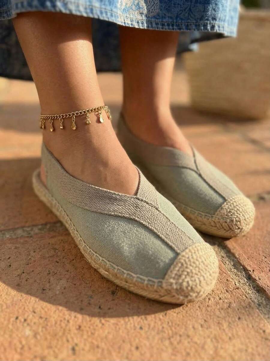 Giày dép Soraia, dép espadrilles mùa hè dành cho nữ, sandal đế bằng hở gót bằng sợi đay, phong cách Bohemian, giày dép thoải mái thường ngày, giày đi nghỉ mát kiểu Bohemian nhẹ nhàng. - Màu xanh Ô liu - Xem 1
