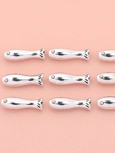 10/20/30 piezas Pequeñas cuentas espaciadoras con forma de pez, espaciadores decorativos, cuentas espaciadoras redondas, accesorios de aleación de zinc para collares, pulseras, pendientes, joyería y manualidades, suministros para manualidades, accesorios para fiestas