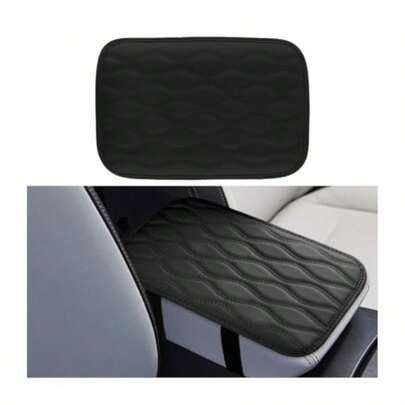 Cubierta de consola central de coche de cuero suave, cojín de reposabrazos de asiento interior del vehículo, protección de almacenamiento, cómodo tapete de reposabrazos central automotriz universal para la mayoría de vehículos, color negro