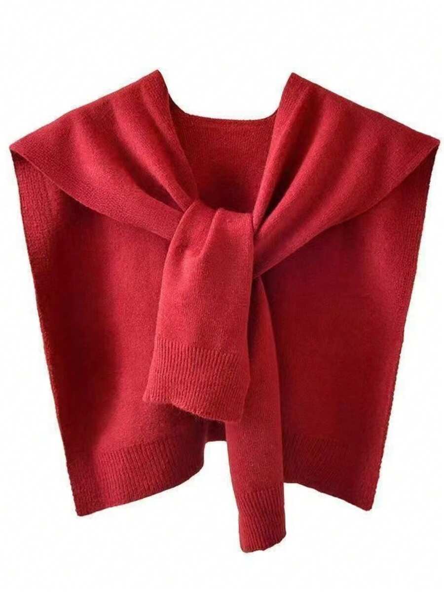 1pc Solid Color/Striped Casual Knit Shawl, Fashion Regular Polyester Warm Shawl - Suitable For Daily And Outdoor Wear In All Seasons,Beach,Holiday - Same Style In Multiple Colors - View 1