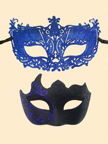 2pcs Couple Masquerade Masks, Fashionable High-End Gold Mask Set, Venetian Party Half Face Mask, Christmas Halloween Party Masks, Carnival Cosplay Decorative Masks For Men And Women - Painted Glitter Mask - View 19