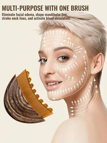 3支装淋巴轮廓面部刷，干刷面部刷，下巴塑形淋巴引流按摩器，符合人体工程学设计，精准贴合肌肤，缓解疲劳 - 棕色 - 查看 4