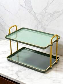 1 pieza Bandeja rectangular verde de dos niveles para desayuno, pan, pastel - Verde - Ver 12
