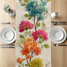 A Table Runner And Cover Featuring A Floral Watercolor Design In Various Colors, Ideal For Occasions Such As Spring, Valentine'S Day, Birthdays, Weddings, Anniversaries, And More. It Is Suitable For Use In Homes, Restaurants, Cafes, Kitchens - 1件-13*72吋(33*183公分) - 查看 8